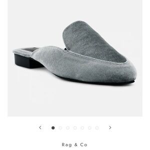 Rag and Co Grey Velvet Handcrafted Mules NEW Size 9